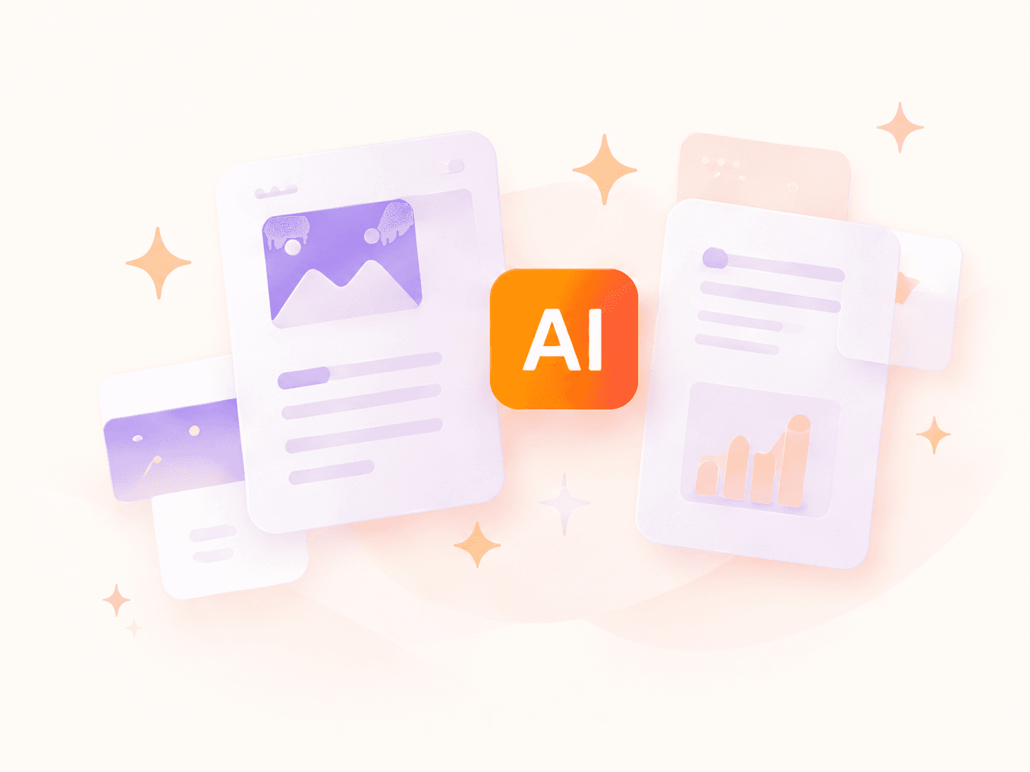 AIがWebサイトを生成する様子を表したカードイラスト